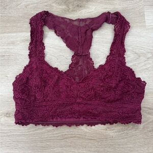 Women’s Burgundy Lace Bralette Size M
